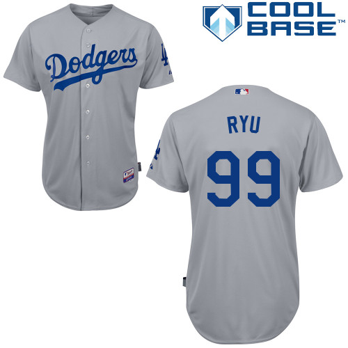 Hyun-jin Ryu #99 MLB Jersey-L A Dodgers Men's Authentic 2014 Alternate Road Gray Cool Base Baseball Jersey